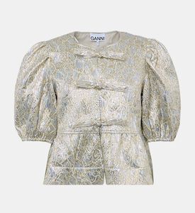 Metallic Cloque Peplum Blouse