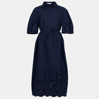 Cutwork Short Sleeve Midi Dress