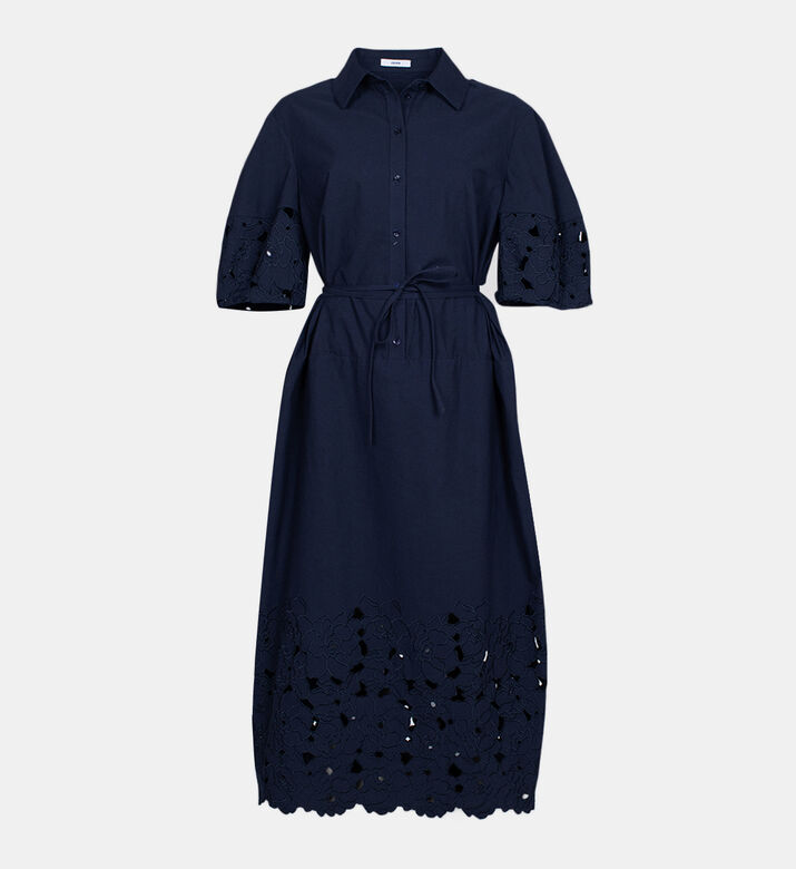 Cutwork Short Sleeve Midi Dress
