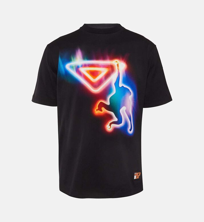 Prada Black Neon Monkey-print Jersey T-shirt Preowned