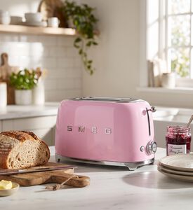 Smeg 50s Style 4-slice Toaster, Pink, Packshot View