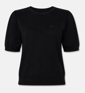 Ganni Cotton Knit Short-sleeve Knit Top, Black, L, Packshot View