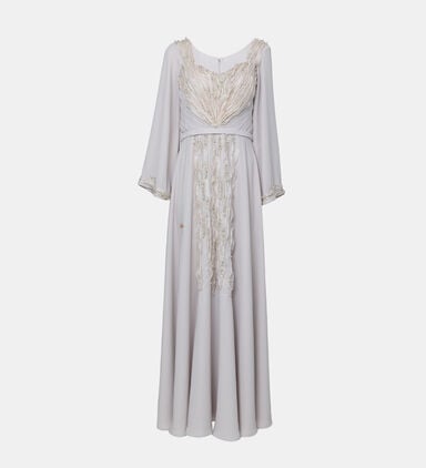 Ruffle Detail Long-sleeve Dress