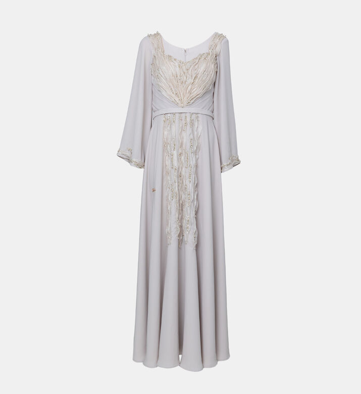 Ruffle Detail Long-sleeve Dress