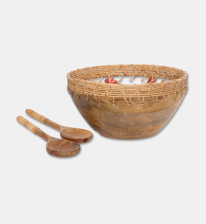 Home Deco and More Cane-woven 3-piece Border Herbs-print Bowl Set, Packshot View