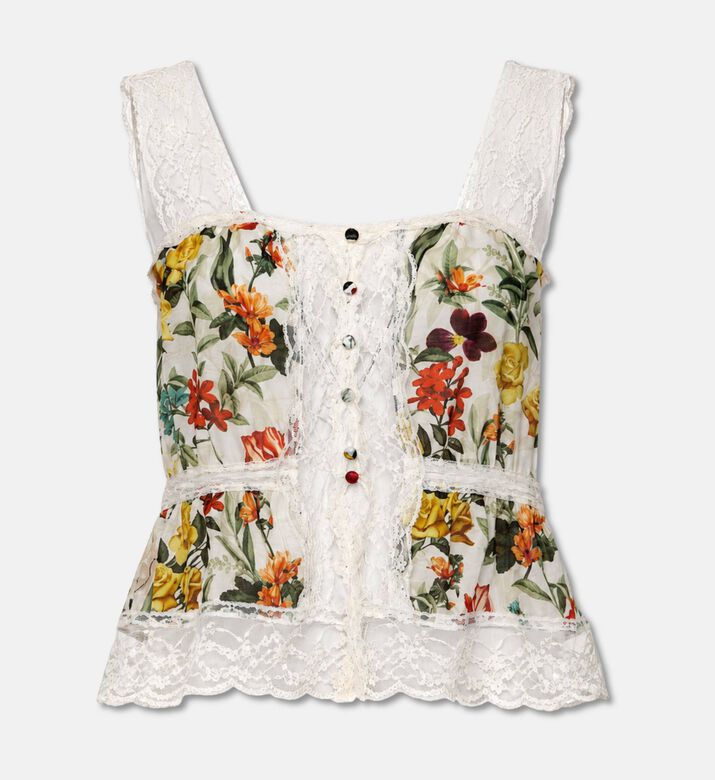 Alice + Olivia Lace-trim Floral Sleeveless Top, Packshot View