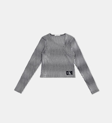 Stripped Assymetric Neck Blouse