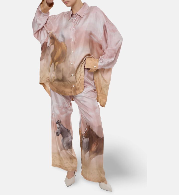 The Attico Multicolor Abstract-print Button-up Shirt, Model View