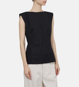 بلوزة واسعة بدون أكمام بياقة عريضة