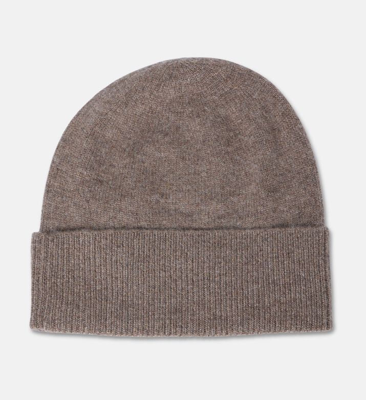 Galeries Lafayette Rib-knit Turn-up Beanie Hat, Dark-brown, Fs, Packshot View