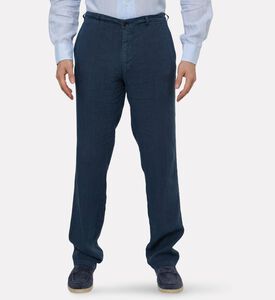 Corneliani Garment-dyed Flax Pants, Blue, 56, Model View