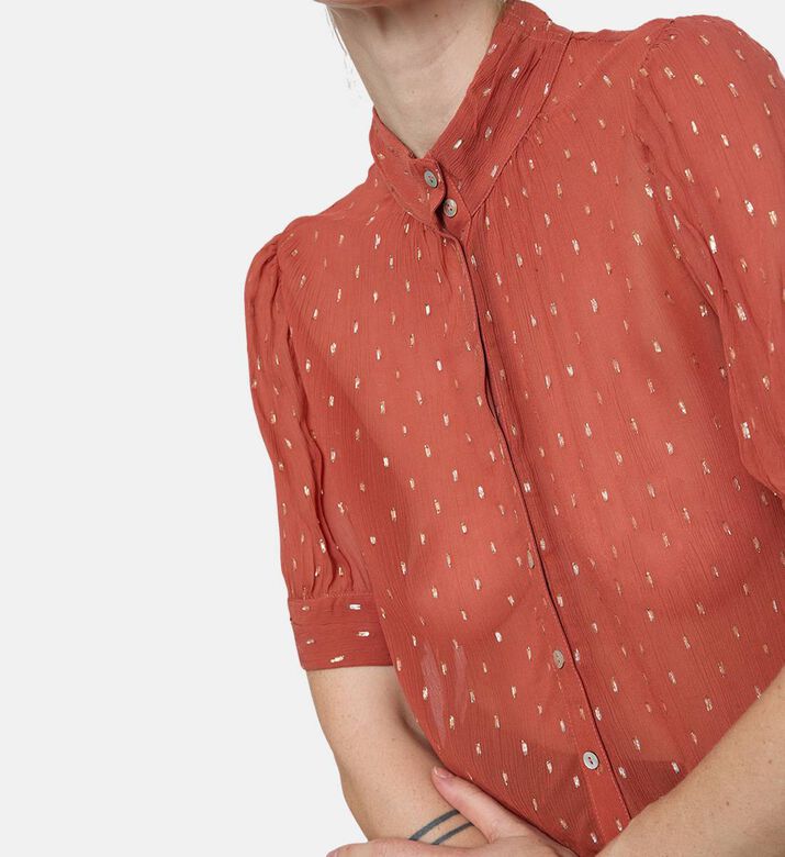 Ba and Sh All-over Print Short-sleeve Shirt, Brick, M, Model View