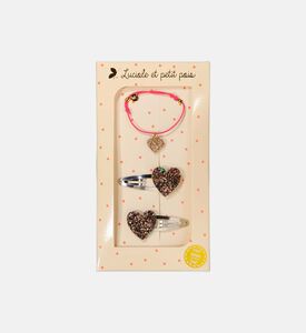 Bronze Hearts Hair Clips Bracelet Gift Set