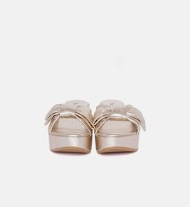 صندل بكعب ويدج ذهبي مزين بعقدة