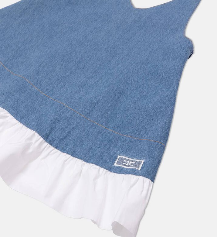 La Mia Bambina Embroidered Ruffle Denim Dress, Packshot View