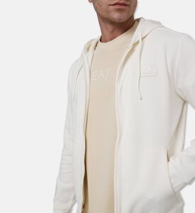 EA7 Hooded Zip-up Sweatshirt, Cream, L, Model View