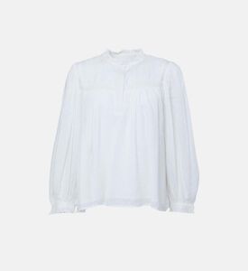 Ruffled High Neck Long-sleeve Blouse