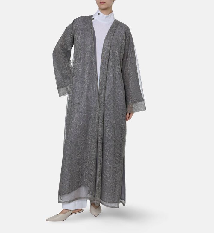 BARG Shimmering-finish Matching Scarf Abaya, Model View