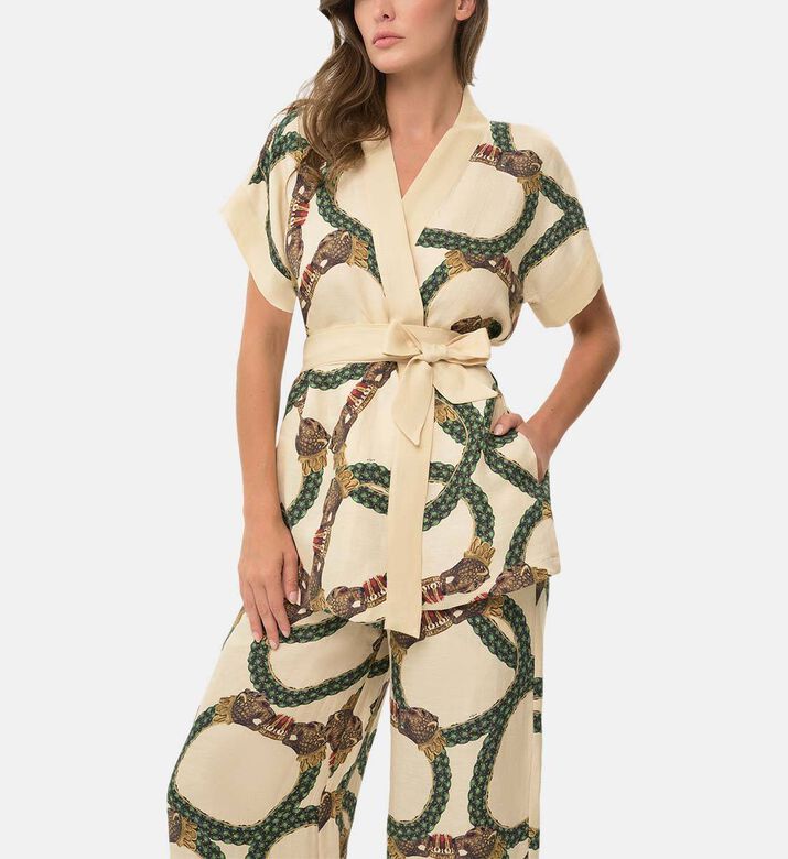 Celine Mystique Short-sleeve Wrap Top