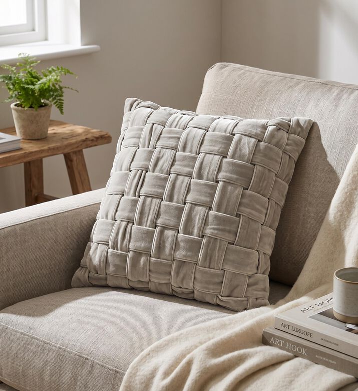 Home Deco and More Juno Handmade Woven Cushion, Packshot View