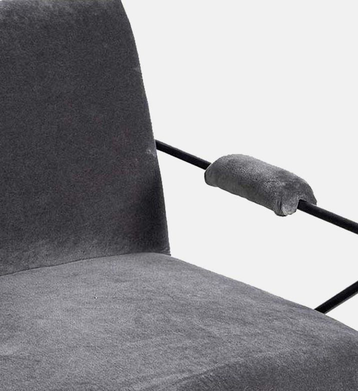 Home Deco and More Oppy Iron Velvet Arm Chair, Grey, Packshot View