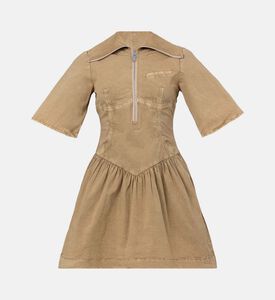 فستان قصير واسع بسحاب إغلاق