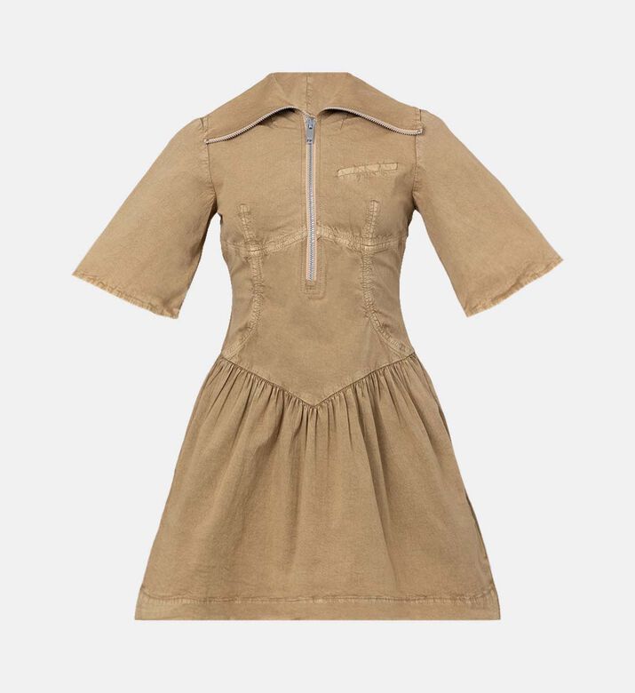 فستان قصير واسع بسحاب إغلاق