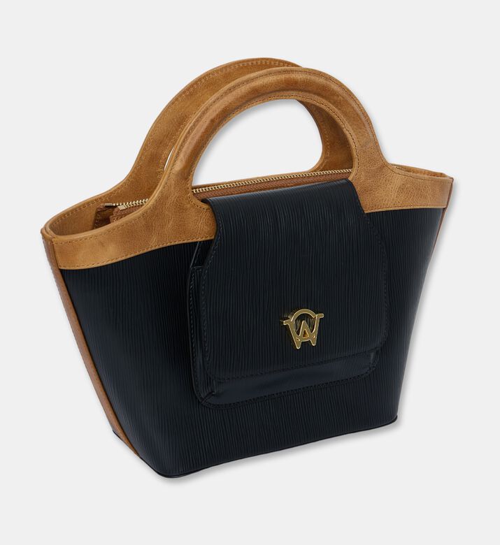 Manc Juliette Logo Plaque V-shaped Mini Tote, Black, Packshot View