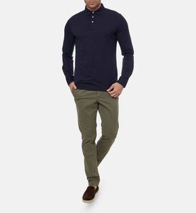 Hackett London Button Placket Long-sleeve Polo Shirt, Model View