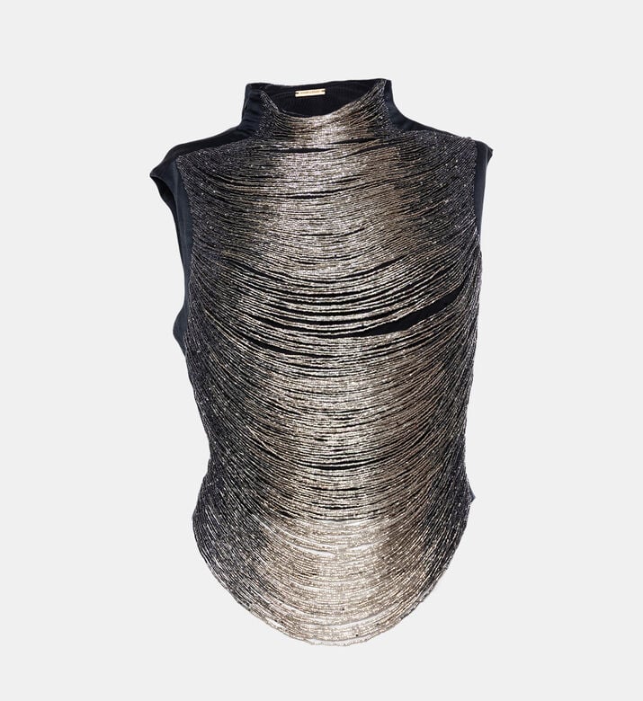Beads-embellished Sleeveless Top