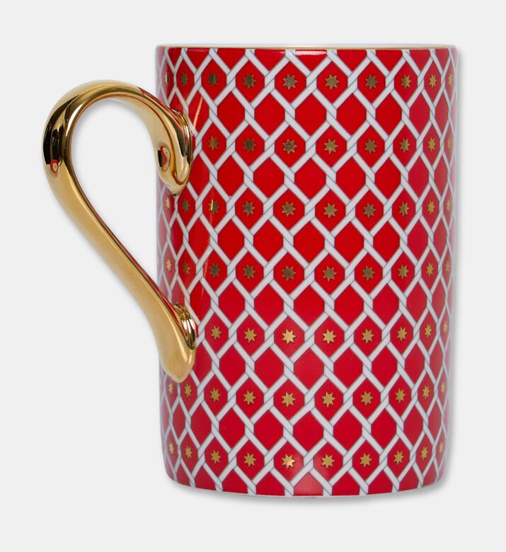 Imperial Gold Handle White Lattice Cylindrical Mug, Packshot View