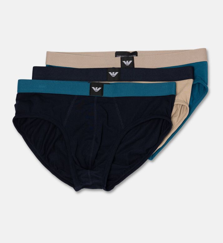 Emporio Armani Elastic Logo Waistband Briefs Set, Black, Xxl, Packshot View
