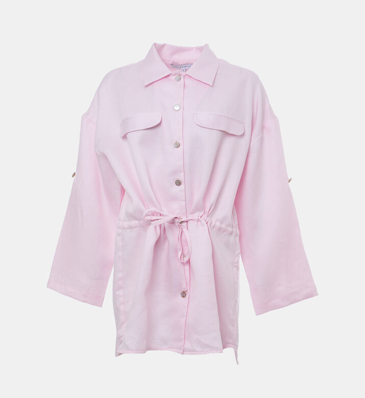 Carter and White Daria Drawstring Waist Three-quarter Sleeves Shirt, Packshot View