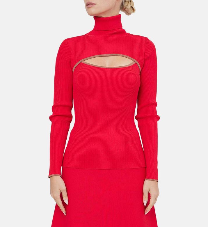 Chest Cut-out Detail Ribbed Top