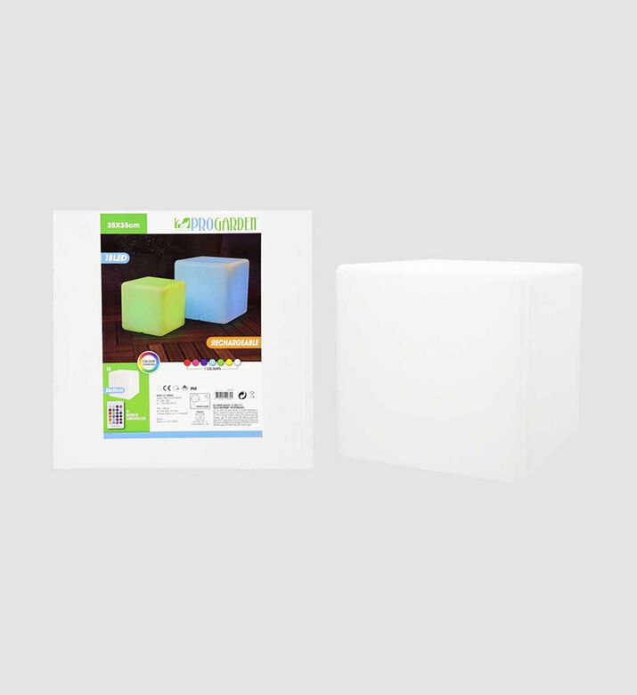 Home Deco and More Resin Led Ligh Cube 35x35x35 Cm, Packshot View