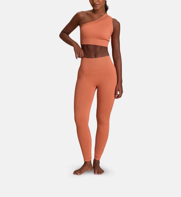 LIVE! Seamless Ribbed Knit Bra, Orange, Xs, Model View LIVE! Seamless Ribbed Knit Bra, Orange, Xs, Model View