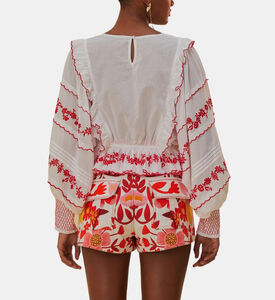 Floral-embroidery Loose-fit Top