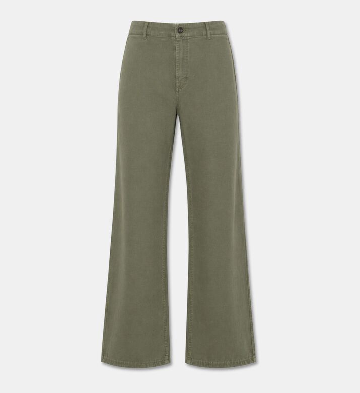 7 for All Mankind Linen-blend Straight Denim Pants, Olive, 33, Packshot View