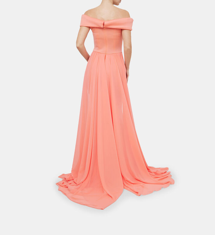 Neoprene Twisted Off-shoulder Dress