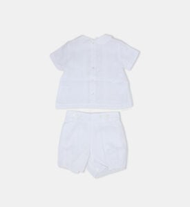 Linen Collared Top Shorts 2-piece Set Linen Collared Top Shorts 2-piece Set