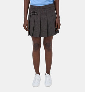 Prince Of Wales Wool Pleated Wrap Mini Skirt