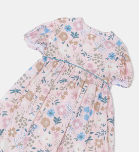 فستان قطن بأكمام منفوخة بطبعة أزهار