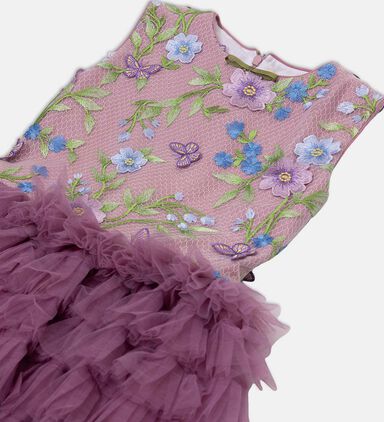 Floral Bodice Layered Tulle Dress