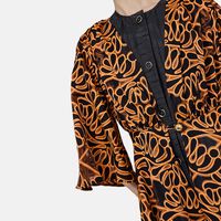 Abstract-print V-neck Flared Midi Dress