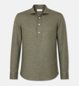 Tagliatore Linen Long-sleeve Classic Shirt, Green, 45, Packshot View