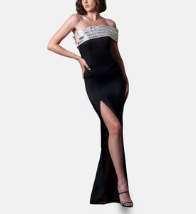 Jean Louis Sabaji Crystal-embellished Side Slit Gown, Model View