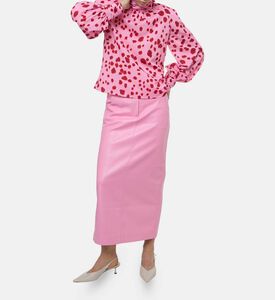 Rowen Rose Removable Belt Faux Leather Pencil Skirt, Model View