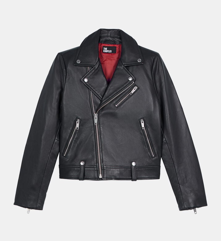 The Kooples Leather Zipped Biker Jacket, Packshot View The Kooples Leather Zipped Biker Jacket, Packshot View