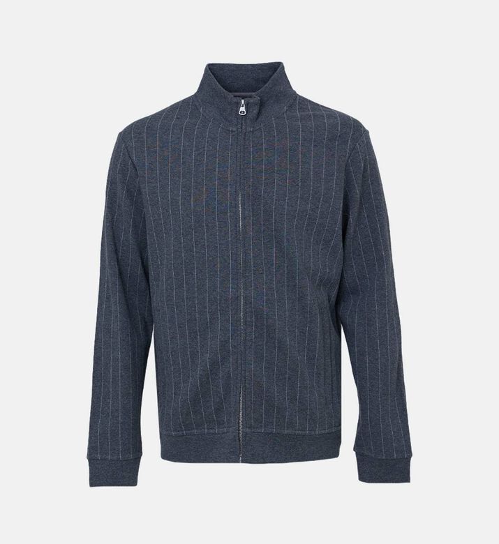 جاكيت بطبعة مخططة بياقة عالية