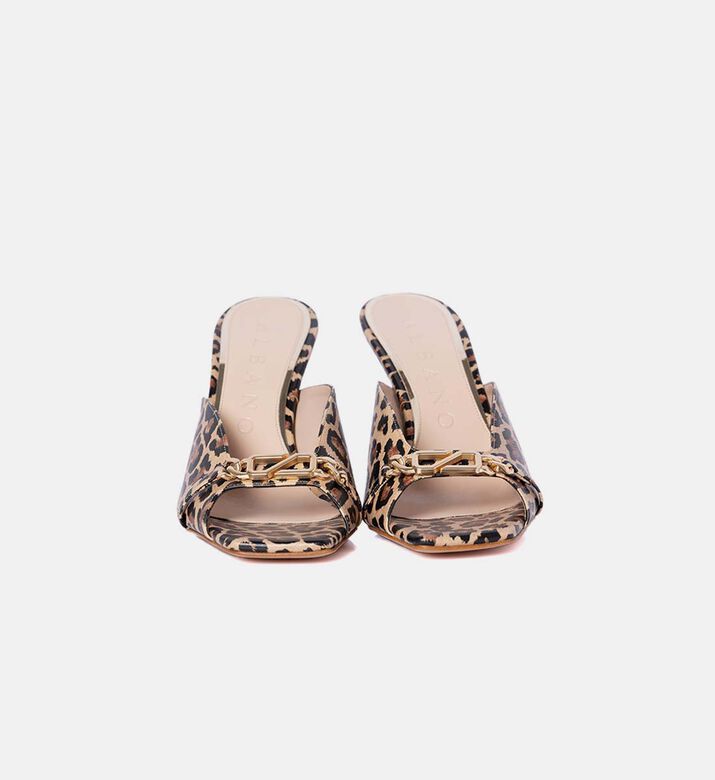 Leopard-print High Heel Mules